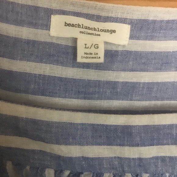 Blue and white striped blouse Sz L EUC - Picture 2 of 4